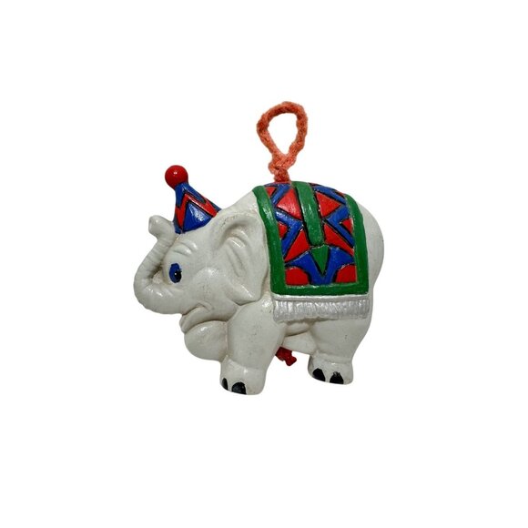 Vintage Ceramic Elephant Circus Ornament 3.25" Tall and 3.75" Wide - Picture 1 of 3